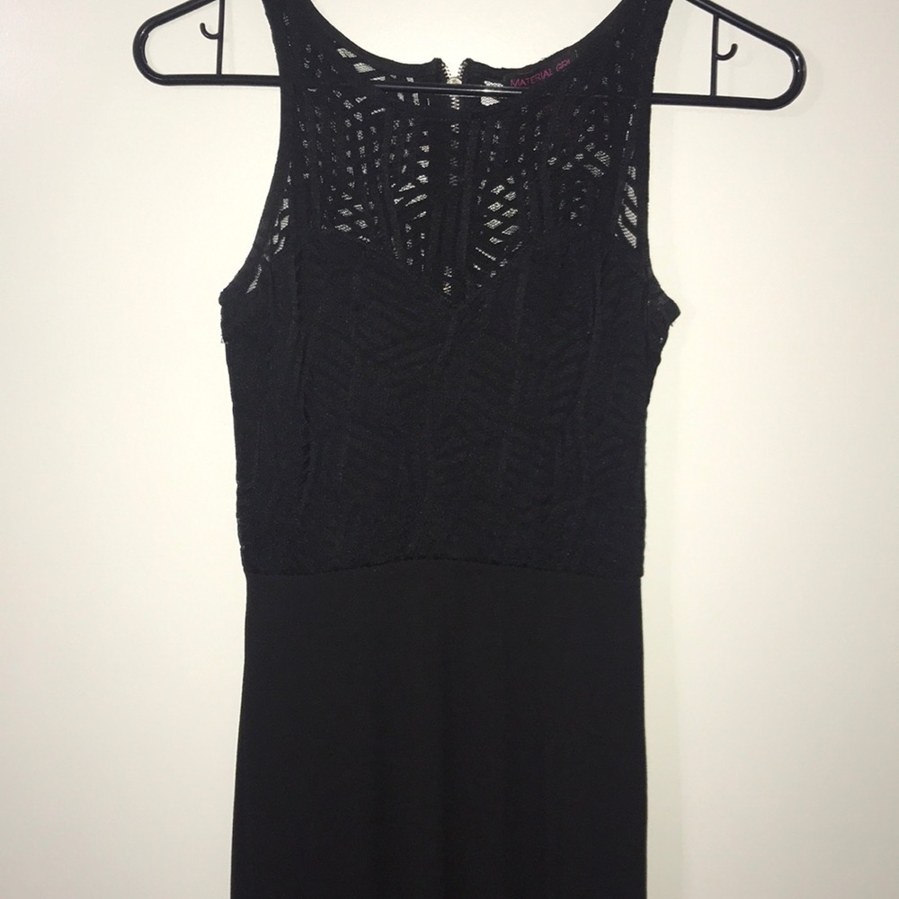 Long black, double slit, fancy, long dress.